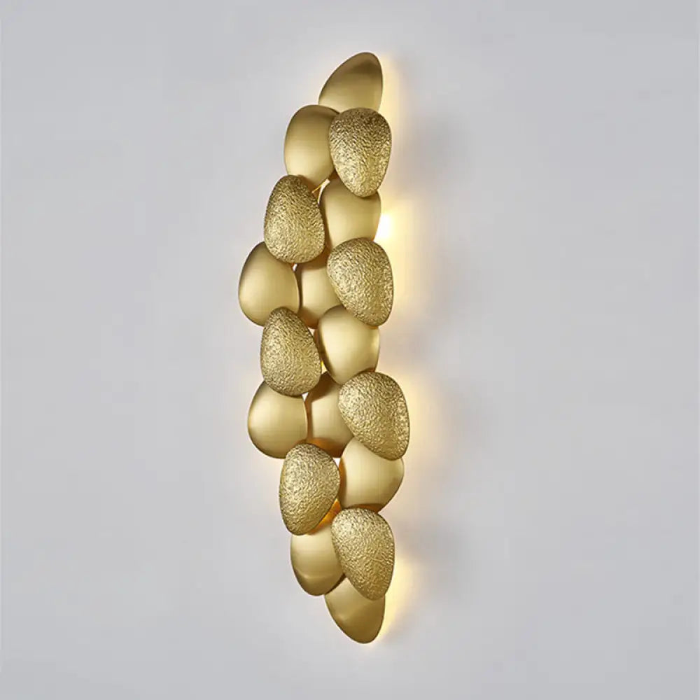 Minimalist Led Cobblestone Wall Light In Brass For Living Room Décor / 12.5