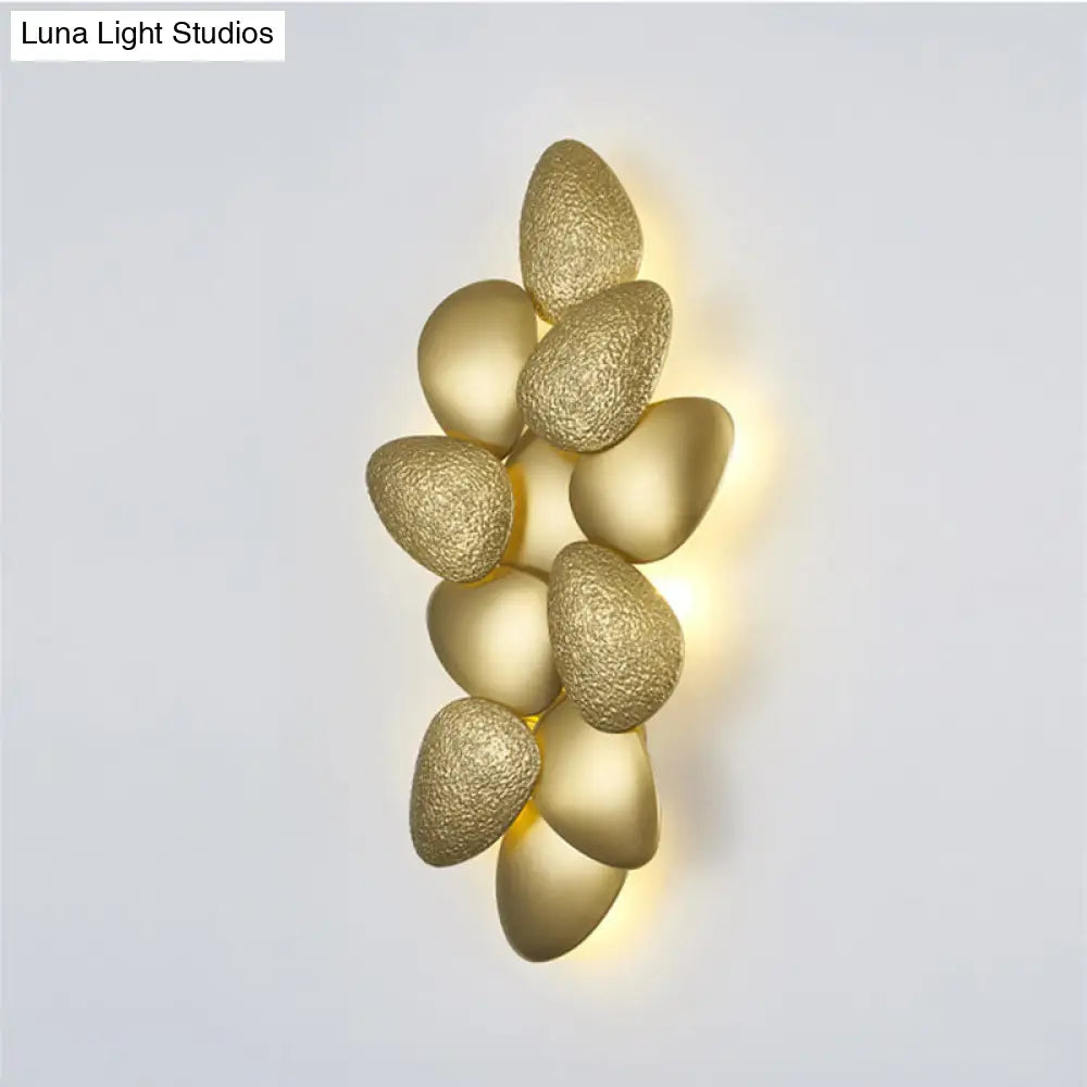 Minimalist Led Cobblestone Wall Light In Brass For Living Room Décor