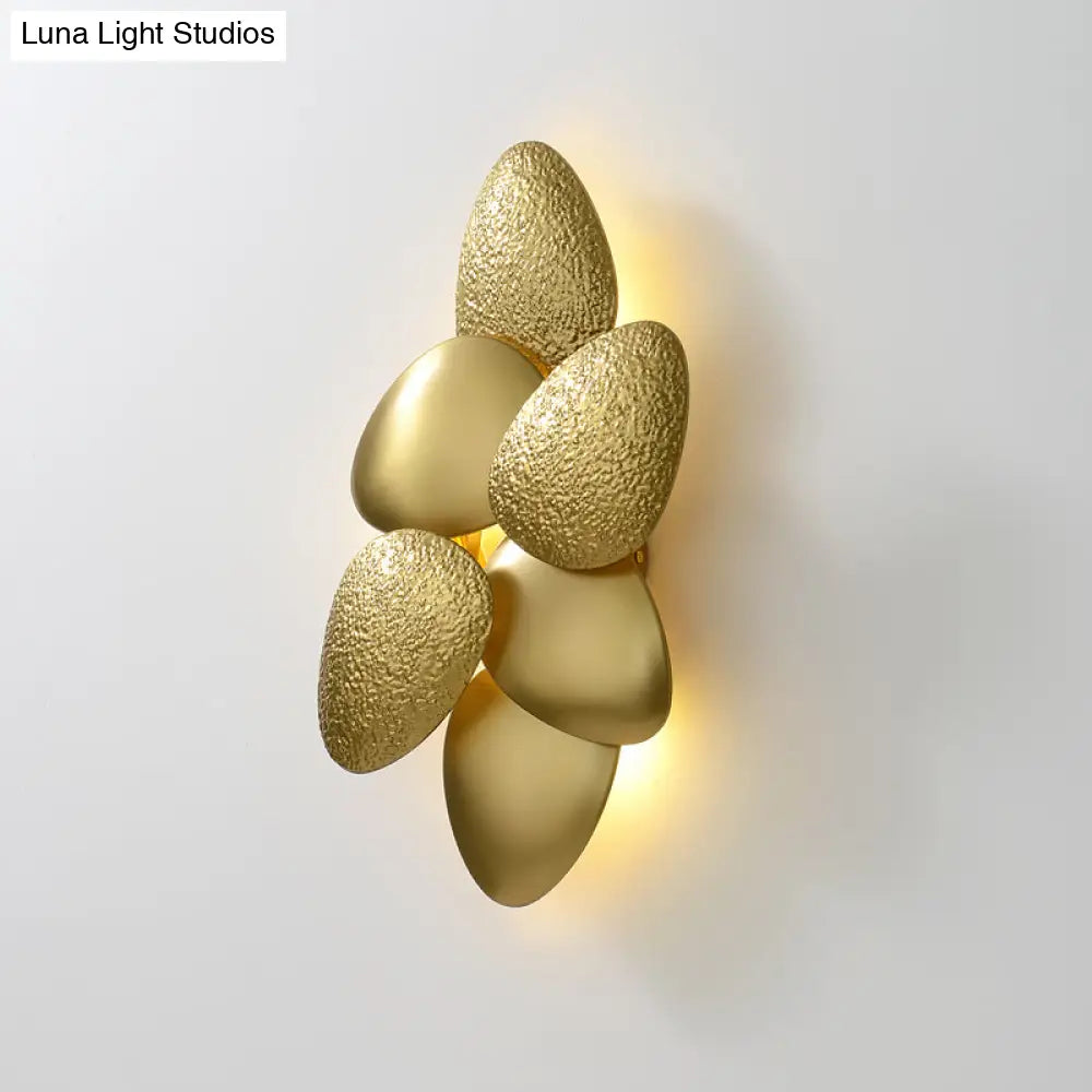 Minimalist Led Cobblestone Wall Light In Brass For Living Room Décor