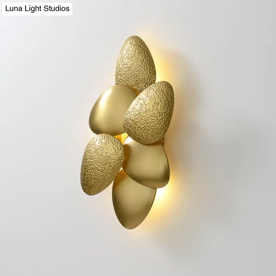 Minimalist Led Cobblestone Wall Light In Brass For Living Room Décor