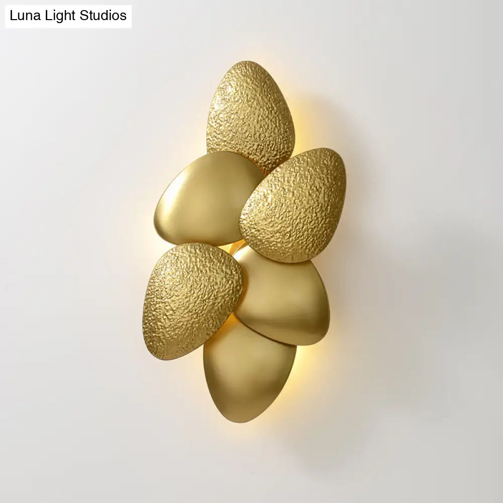 Minimalist Led Cobblestone Wall Light In Brass For Living Room Décor