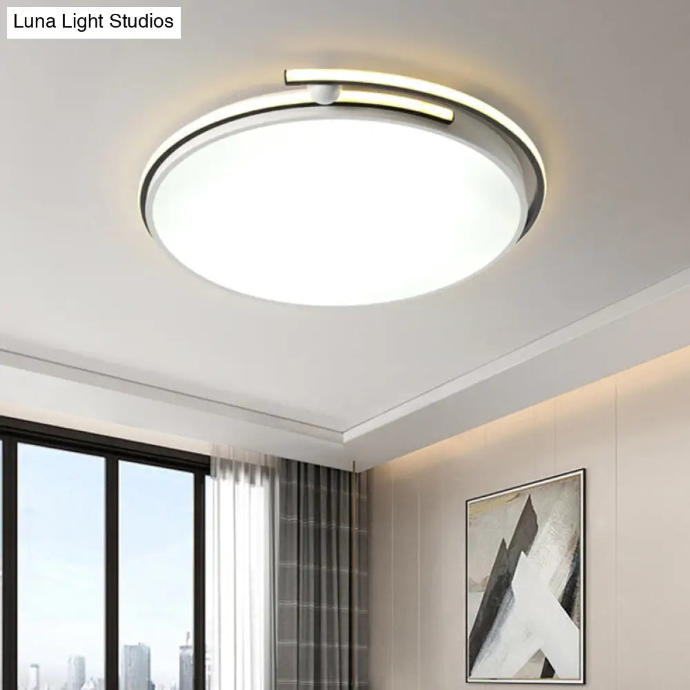 Minimalist Led Corridor Flush Mount Light Fixture - White Lamp With Circular Acrylic Shade