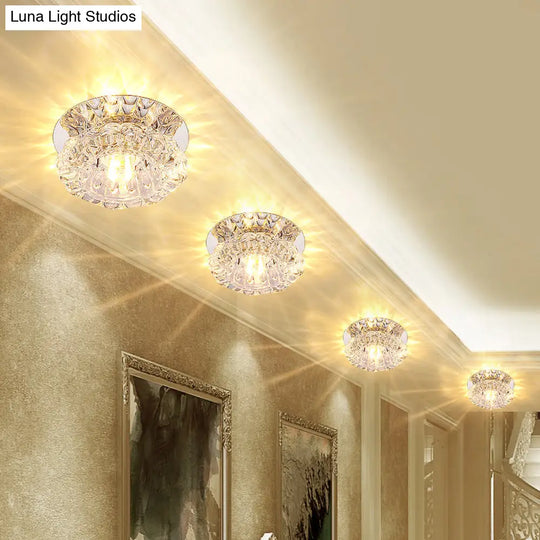 Minimalist Led Crystal Flush Mount Ceiling Lamp For Flower - Inspired Corridors