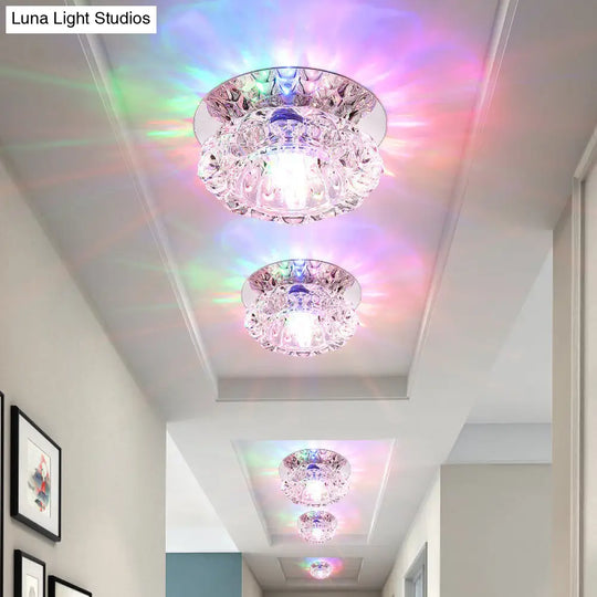 Minimalist Led Crystal Flush Mount Ceiling Lamp For Flower-Inspired Corridors Clear / Multi Color