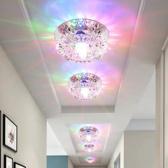 Minimalist Led Crystal Flush Mount Ceiling Lamp For Flower - Inspired Corridors Clear / Multi Color