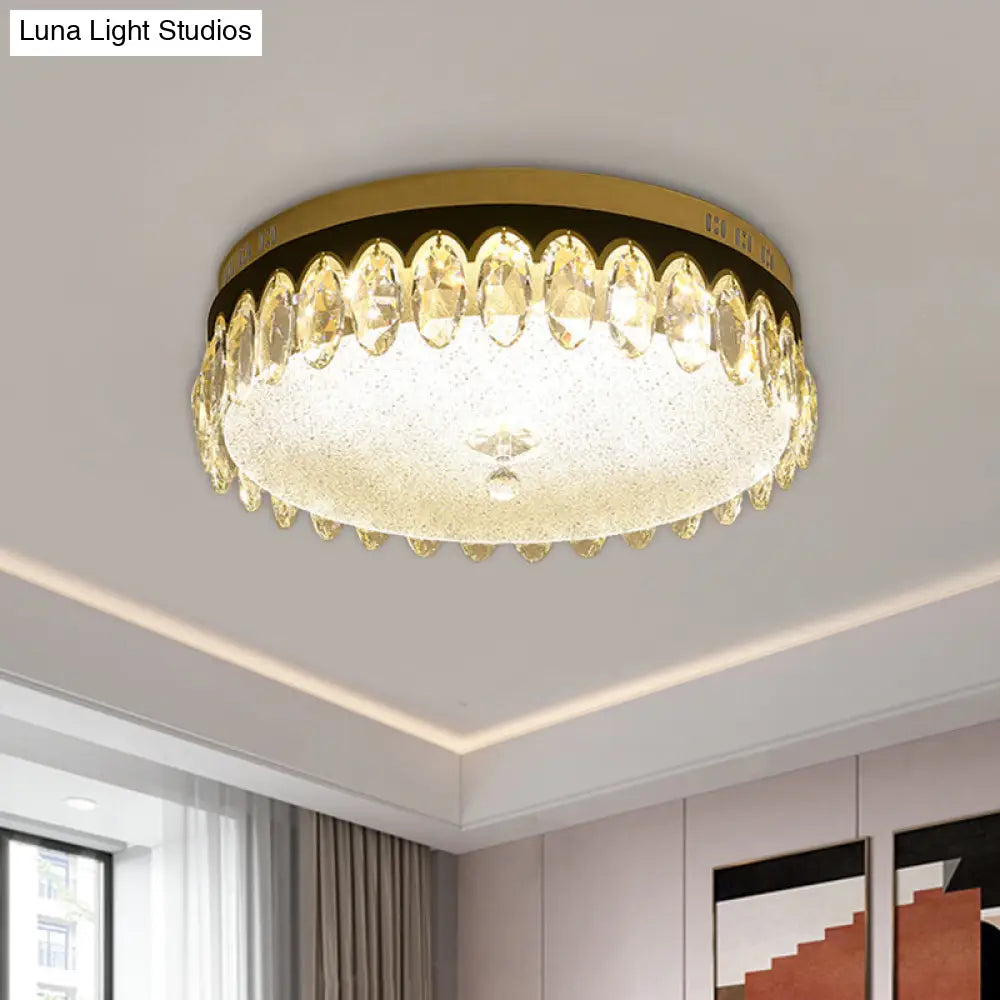 Minimalist Led Crystal Flush Mount Ceiling Light For Bedroom Clear