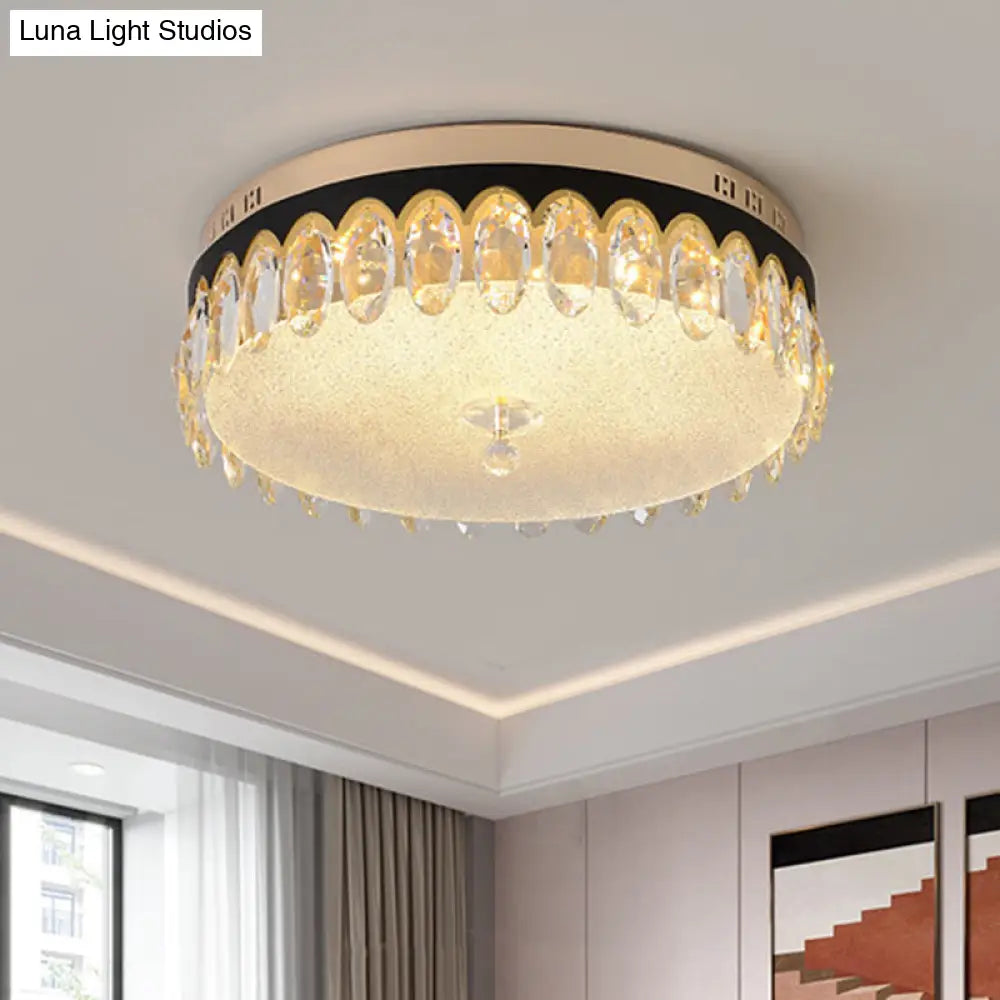 Minimalist Led Crystal Flush Mount Ceiling Light For Bedroom