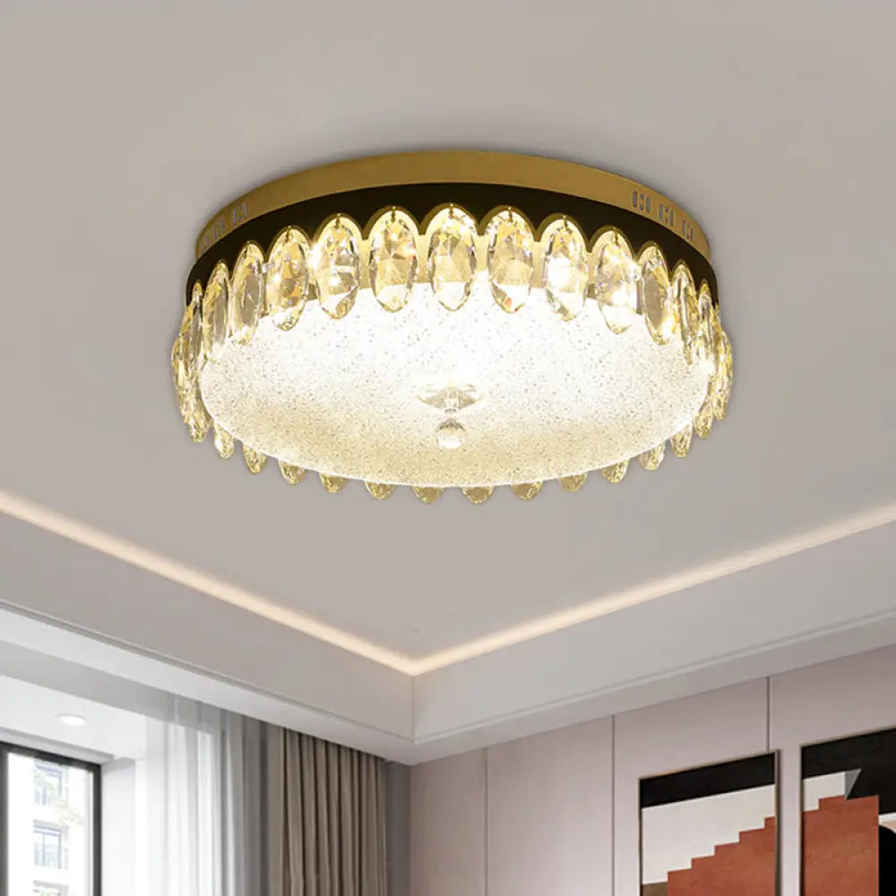 Minimalist Led Crystal Flush Mount Ceiling Light For Bedroom Clear