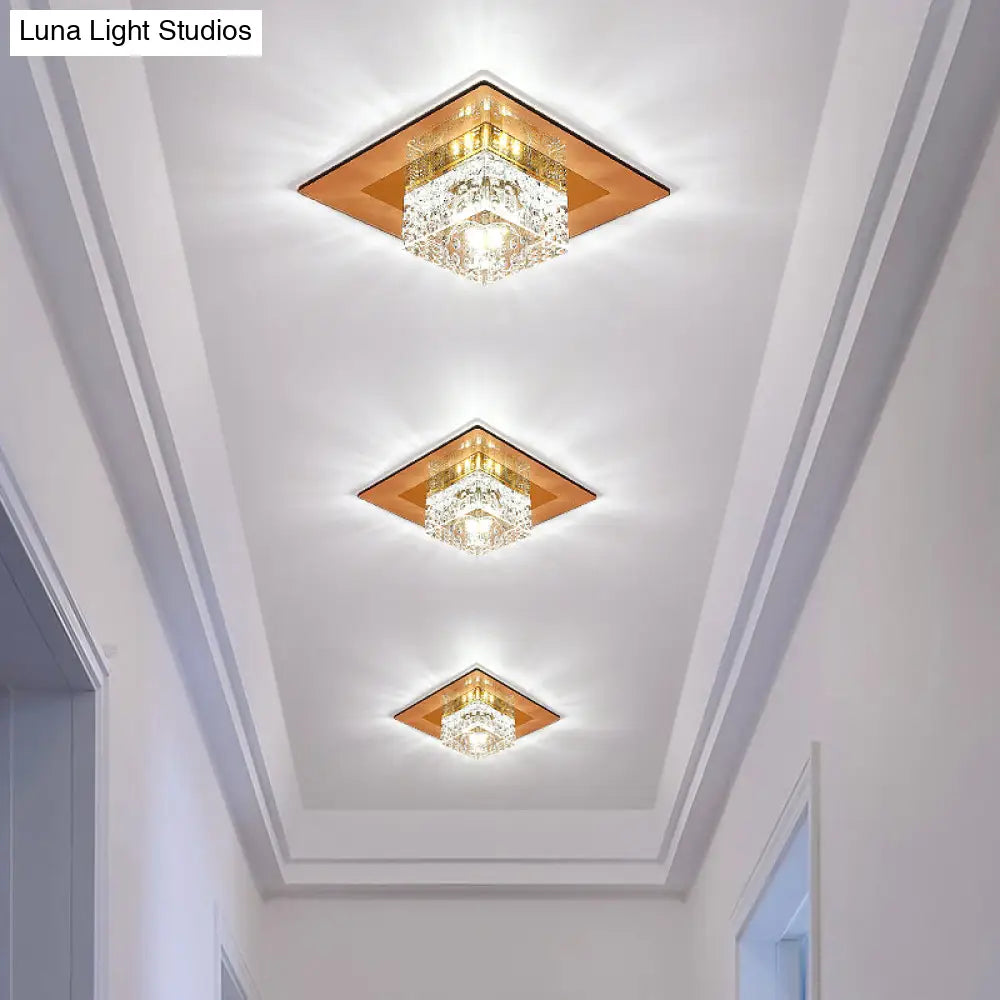 Minimalist Led Crystal Flush Mount For Corridor Lighting