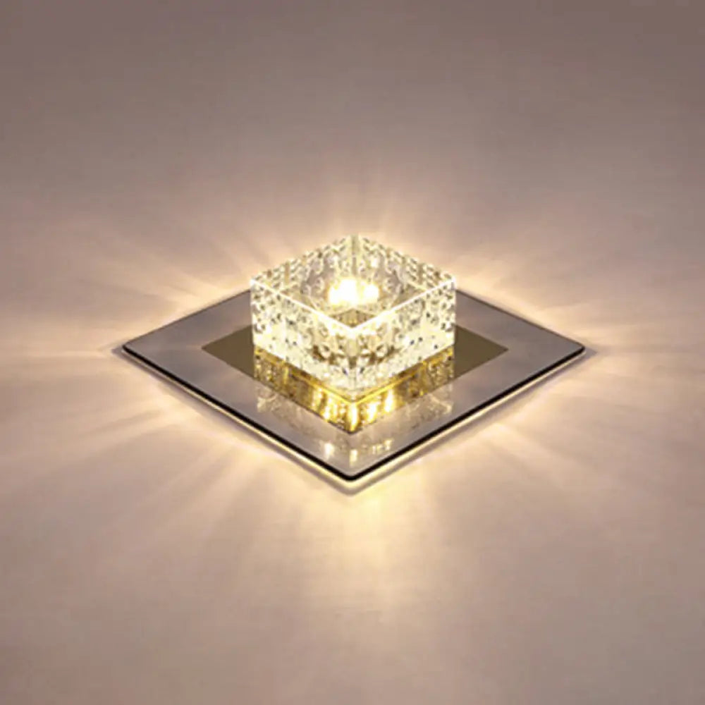 Minimalist Led Crystal Flush Mount For Corridor Lighting Black / Warm