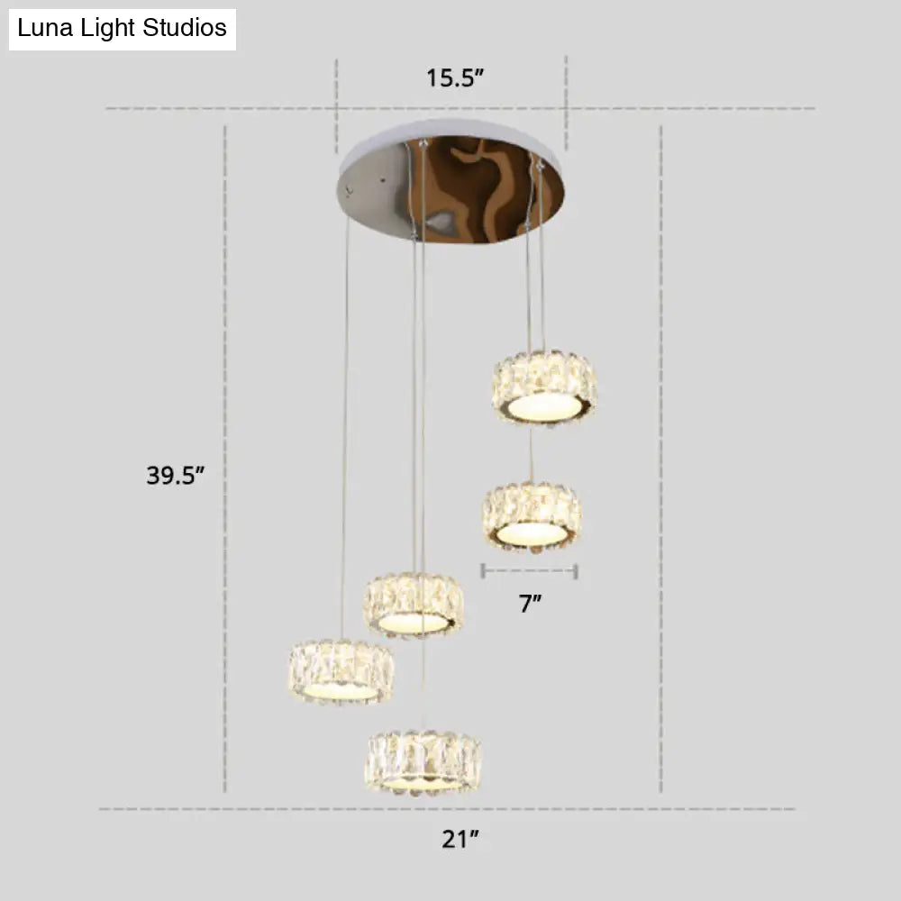 Minimalist Led Crystal Pendant Ceiling Light For Dining Room - Round Beveled Cut K9 Clear