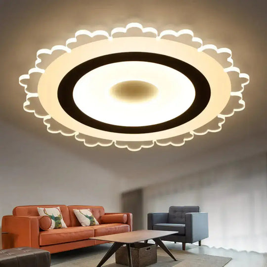 Minimalist Led Flower Ceiling Light In White - 8’/16.5’/31’ Width / 8’