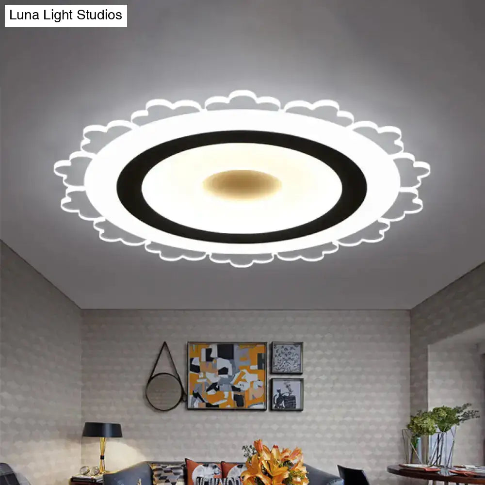 Minimalist Led Flower Ceiling Light In White - 8’/16.5’/31’ Width