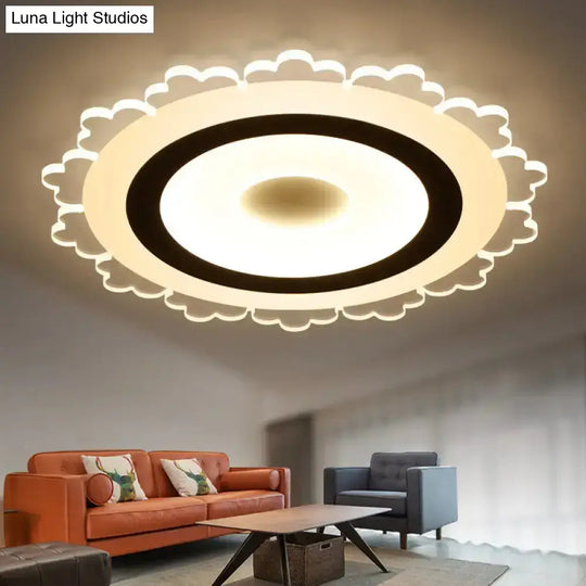 Minimalist Led Flower Ceiling Light In White - 8’/16.5’/31’ Width