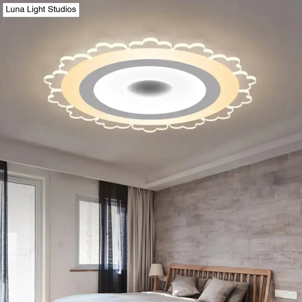 Minimalist Led Flower Ceiling Light In White - 8’/16.5’/31’ Width