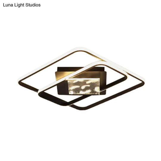 Minimalist Led Flush Ceiling Lamp: Acrylic Square Frame Black Mount Lighting