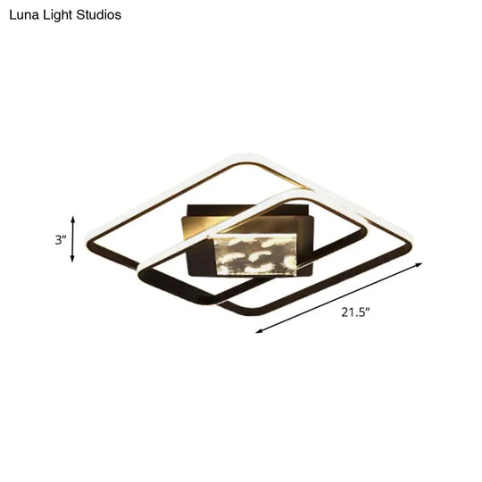 Minimalist Led Flush Ceiling Lamp: Acrylic Square Frame Black Mount Lighting