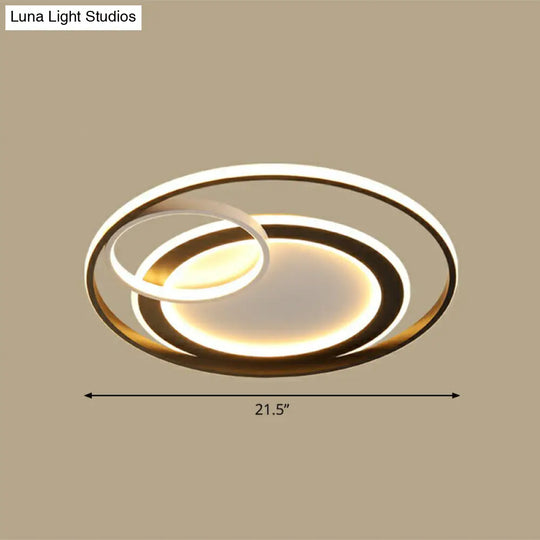 Minimalist Led Flush Ceiling Light Fixture - 3-Ring Bedroom Mount In Black / 21.5 Warm