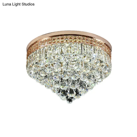 Minimalist Led Flush Ceiling Light With Clear Faceted K9 Crystal For Hallway