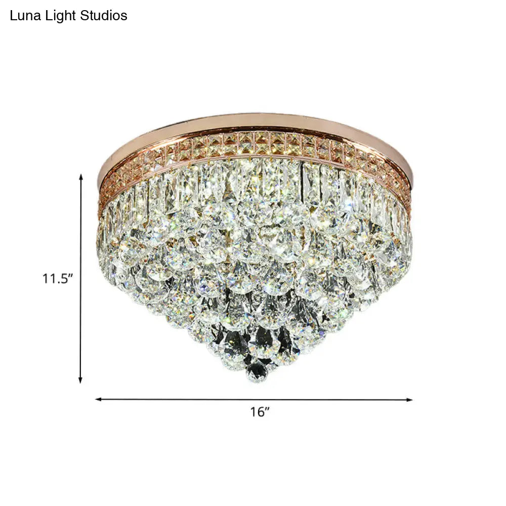 Minimalist Led Flush Ceiling Light With Clear Faceted K9 Crystal For Hallway