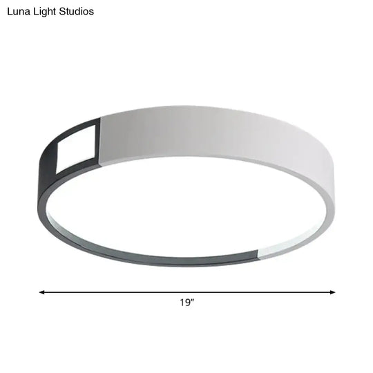 Minimalist Led Flush Light In Black-White Design With Multiple Shapes And Warm/White Options