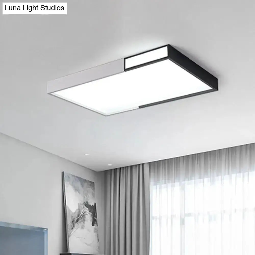 Minimalist Led Flush Light In Black-White Design With Multiple Shapes And Warm/White Options