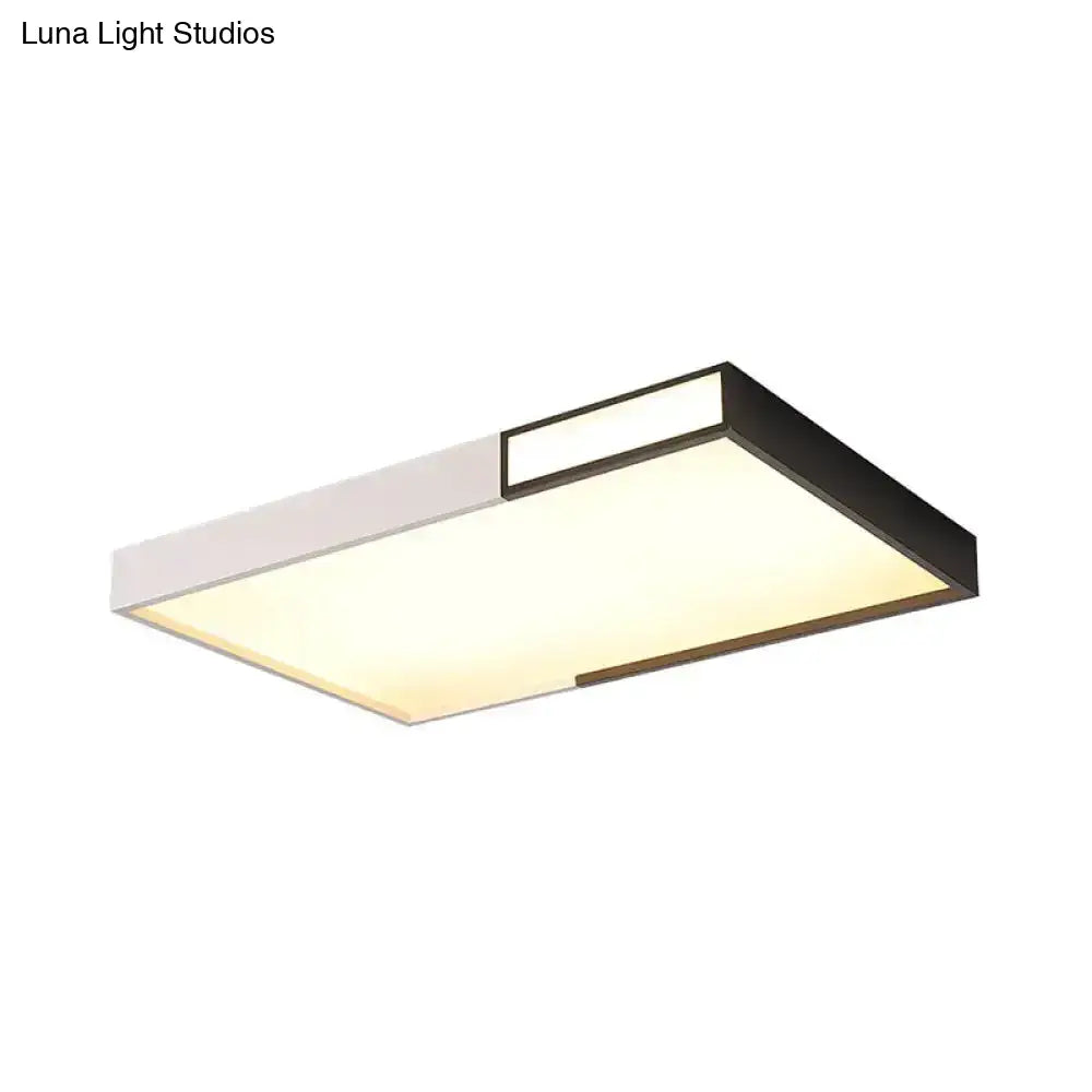 Minimalist Led Flush Light In Black-White Design With Multiple Shapes And Warm/White Options