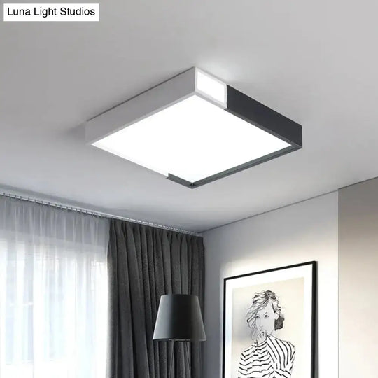 Minimalist Led Flush Light In Black-White Design With Multiple Shapes And Warm/White Options