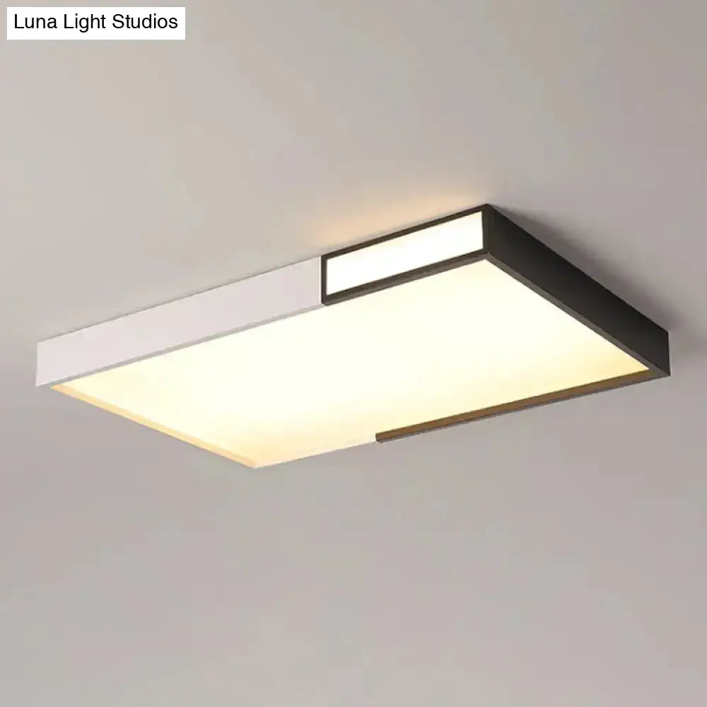 Minimalist Led Flush Light In Black-White Design With Multiple Shapes And Warm/White Options