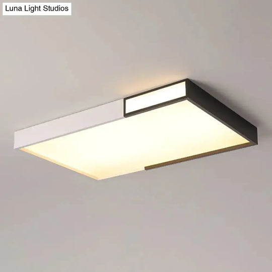 Minimalist Led Flush Light In Black-White Design With Multiple Shapes And Warm/White Options