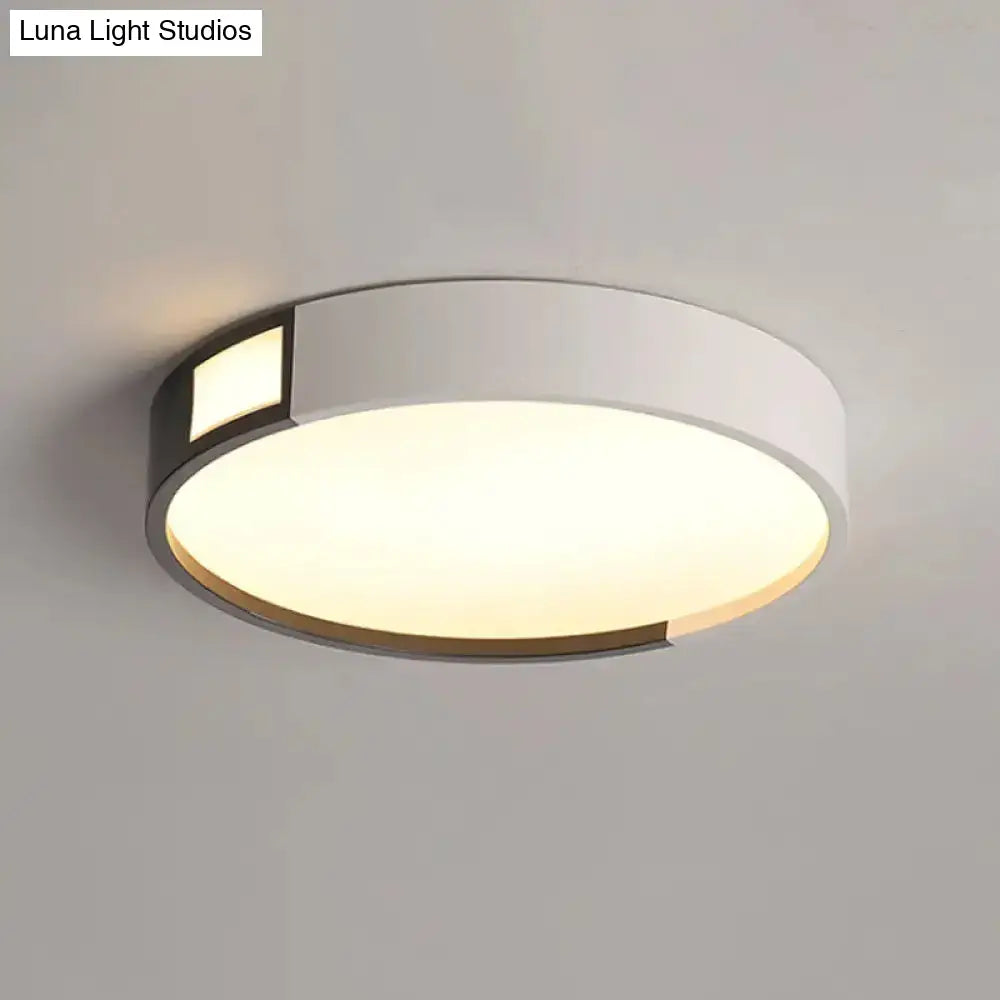 Minimalist Led Flush Light In Black-White Design With Multiple Shapes And Warm/White Options