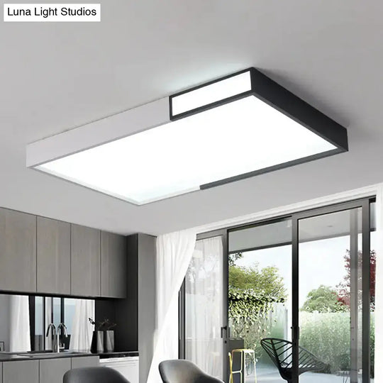 Minimalist Led Flush Light In Black-White Design With Multiple Shapes And Warm/White Options