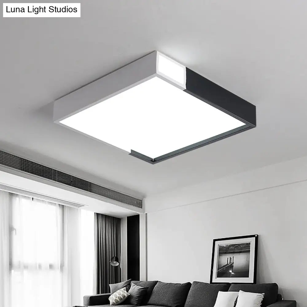 Minimalist Led Flush Light In Black-White Design With Multiple Shapes And Warm/White Options