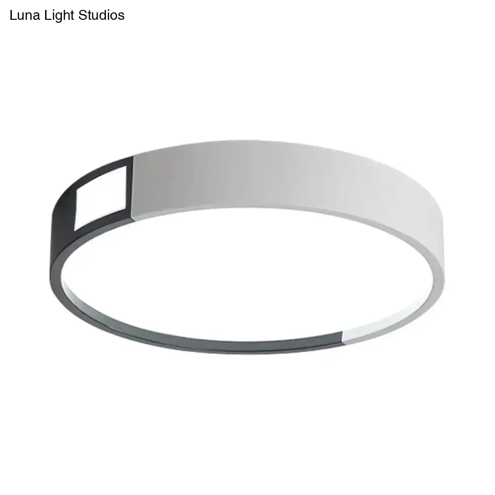 Minimalist Led Flush Light In Black-White Design With Multiple Shapes And Warm/White Options