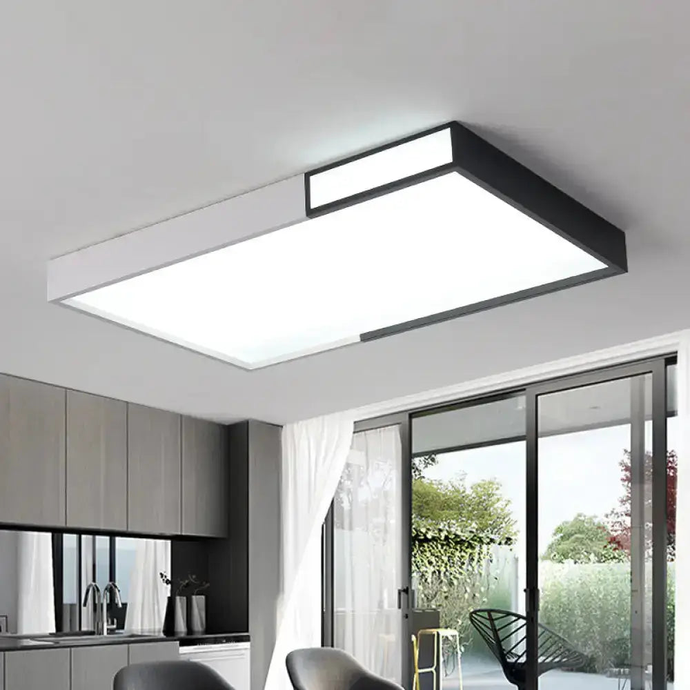 Minimalist Led Flush Light In Black-White Design With Multiple Shapes And Warm/White Options White