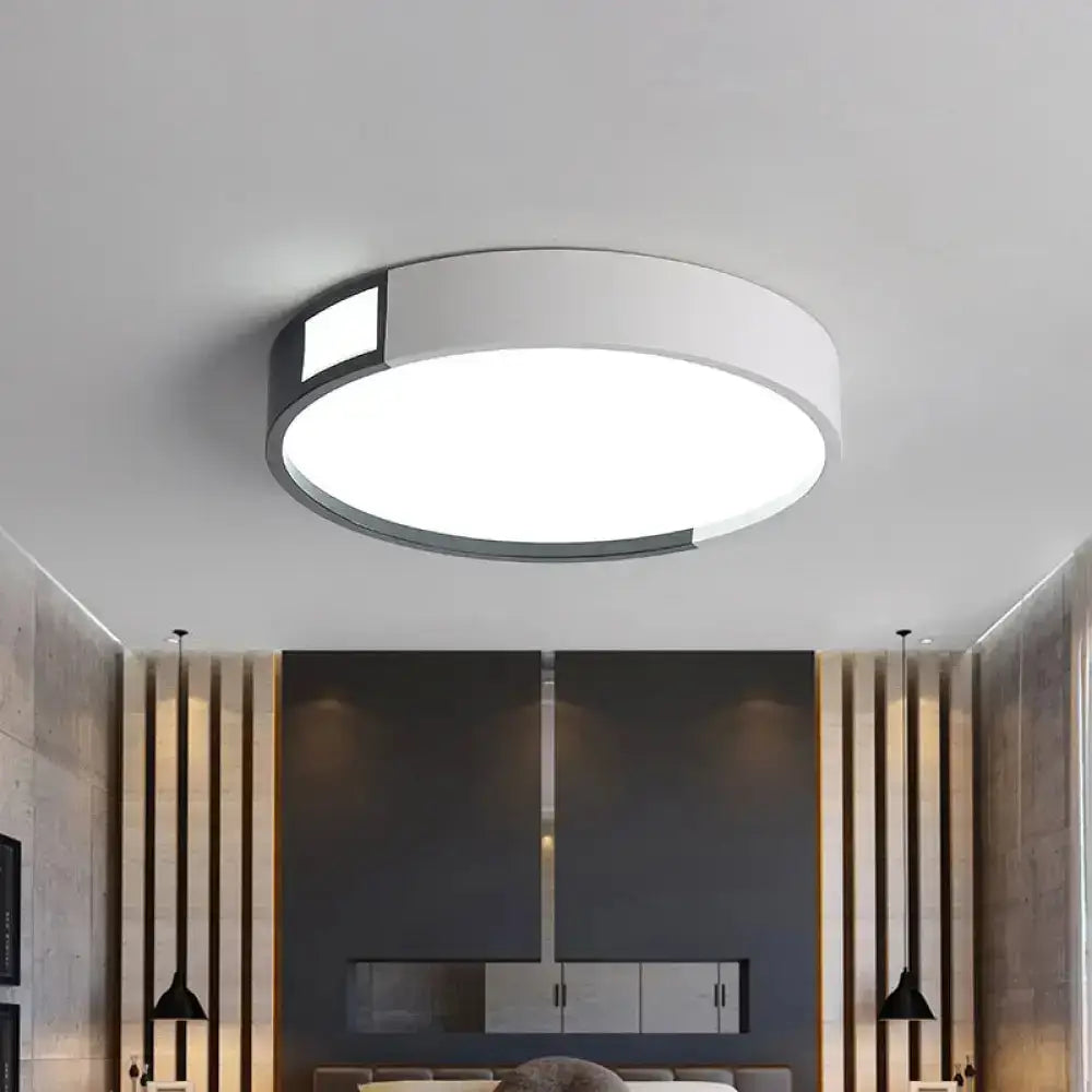 Minimalist Led Flush Light In Black-White Design With Multiple Shapes And Warm/White Options White