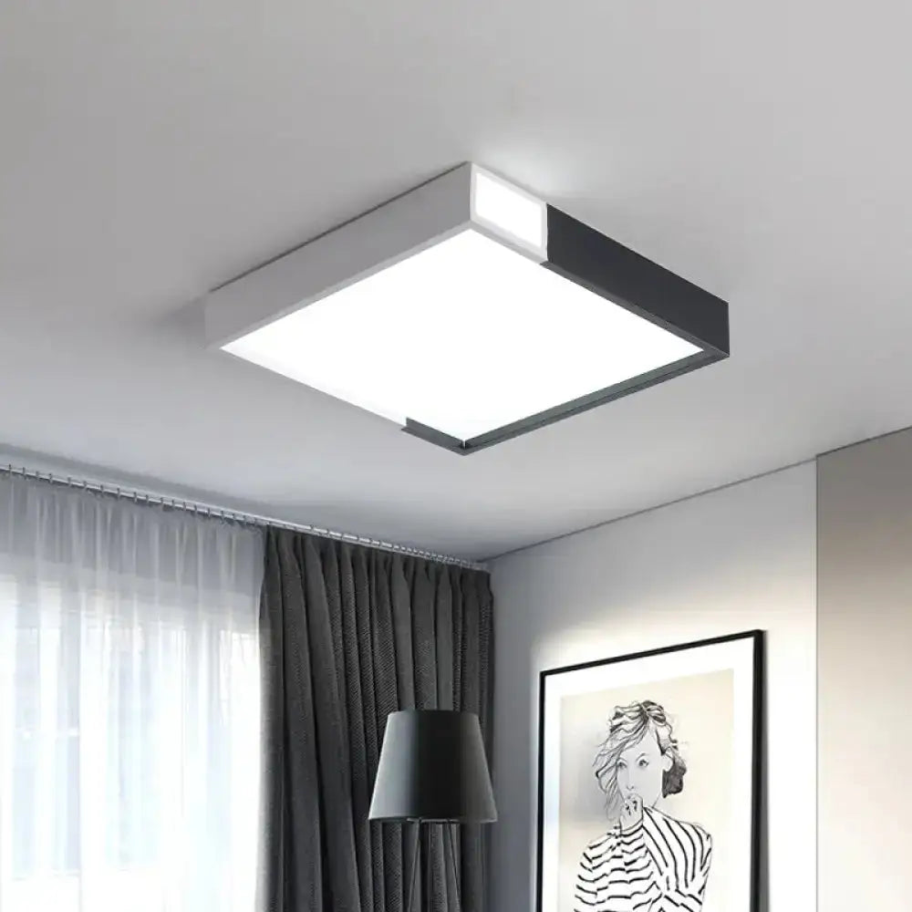 Minimalist Led Flush Light In Black-White Design With Multiple Shapes And Warm/White Options White