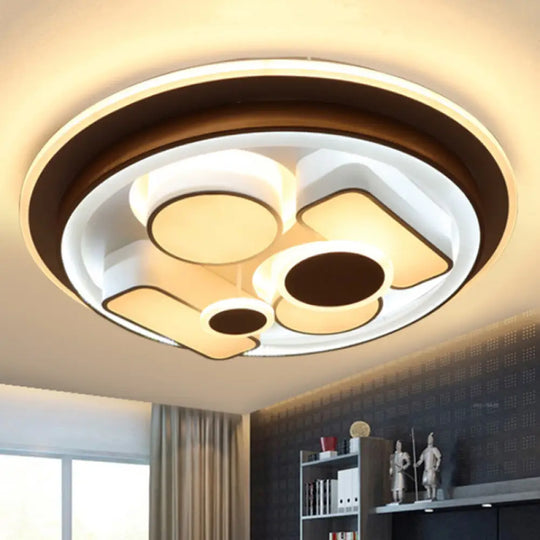 Minimalist Led Flush Light In Brown With Acrylic Shade - Round/Rectangular Ceiling Lighting Fixture