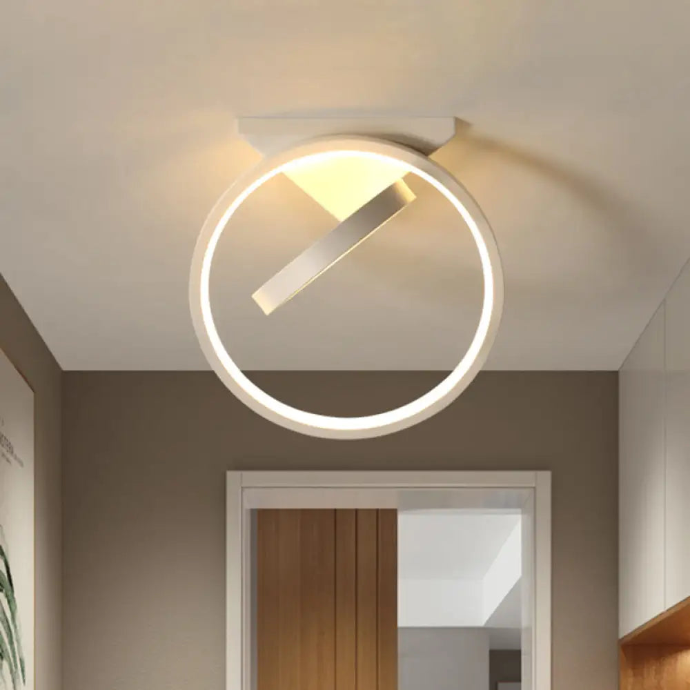 Minimalist Led Flush Light With Dual Rings - Ceiling Mount Warm/White Black/White White /