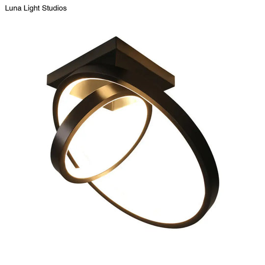Minimalist Led Flush Light With Dual Rings - Ceiling Mount Warm/White Black/White