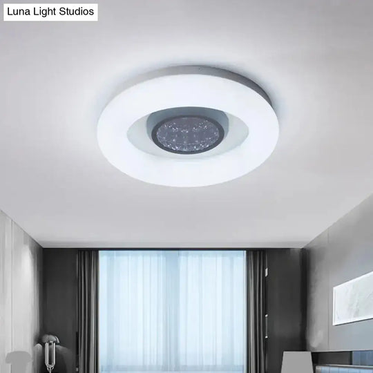 Minimalist Led Flush Mount Ceiling Light - Circular Acrylic Silver/Grey/Black Ideal For Hotels