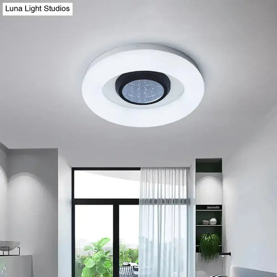 Minimalist Led Flush Mount Ceiling Light - Circular Acrylic Silver/Grey/Black Ideal For Hotels