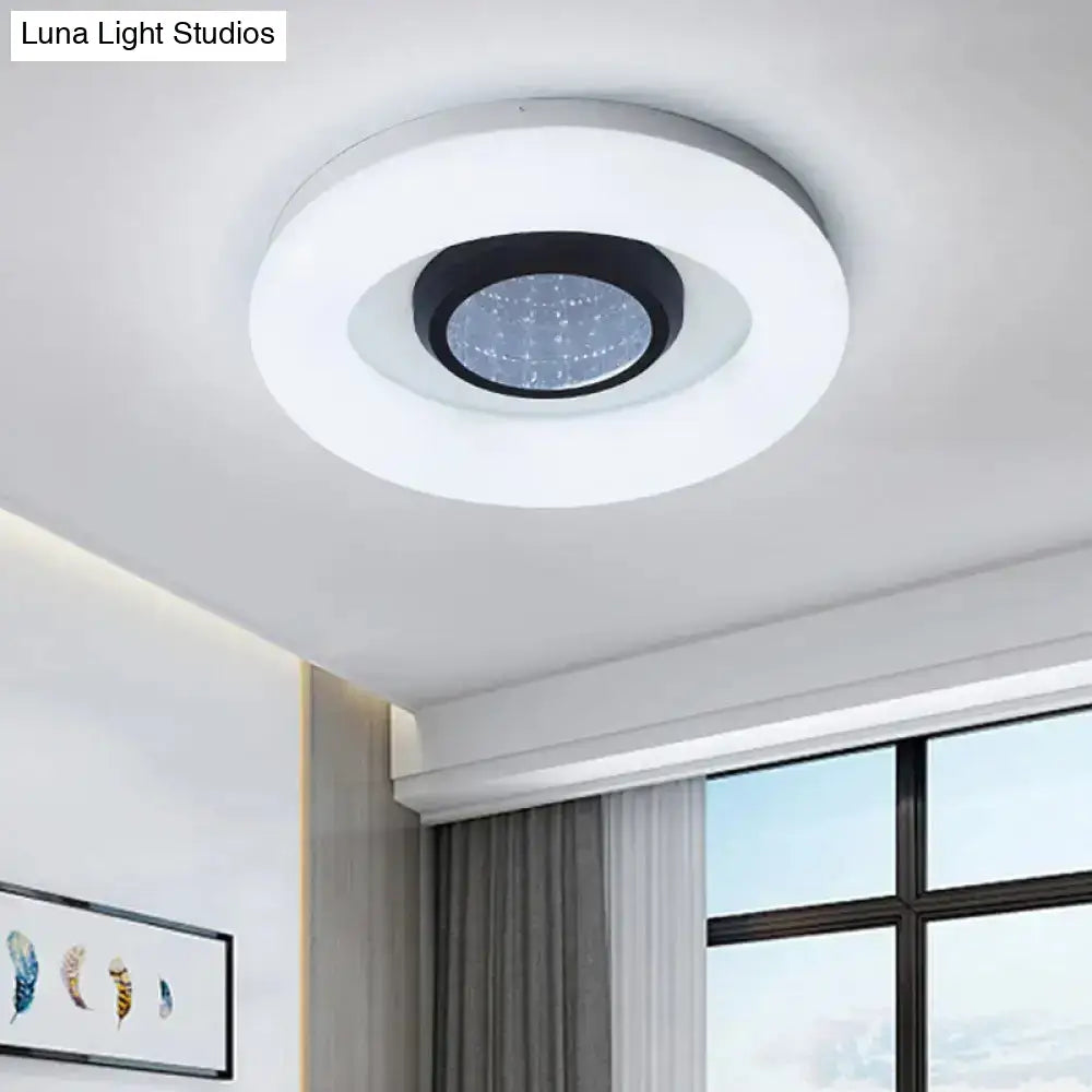 Minimalist Led Flush Mount Ceiling Light - Circular Acrylic Silver/Grey/Black Ideal For Hotels