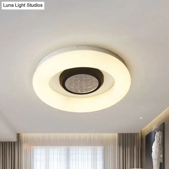 Minimalist Led Flush Mount Ceiling Light - Circular Acrylic Silver/Grey/Black Ideal For Hotels