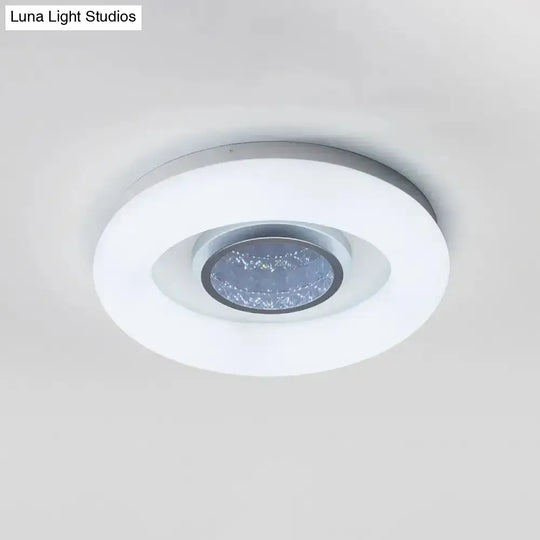 Minimalist Led Flush Mount Ceiling Light - Circular Acrylic Silver/Grey/Black Ideal For Hotels