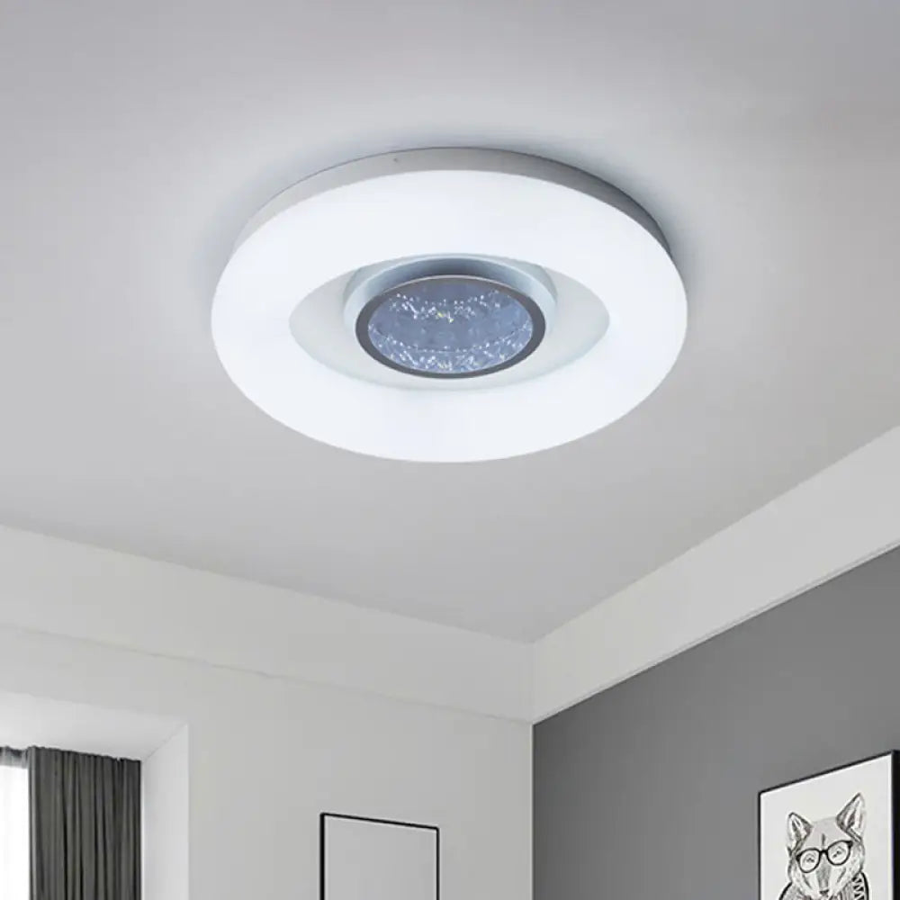 Minimalist Led Flush Mount Ceiling Light - Circular Acrylic Silver/Grey/Black Ideal For Hotels