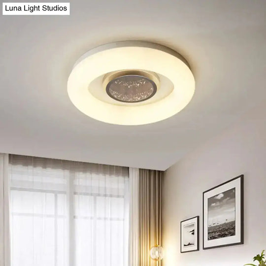 Minimalist Led Flush Mount Ceiling Light - Circular Acrylic Silver/Grey/Black Ideal For Hotels