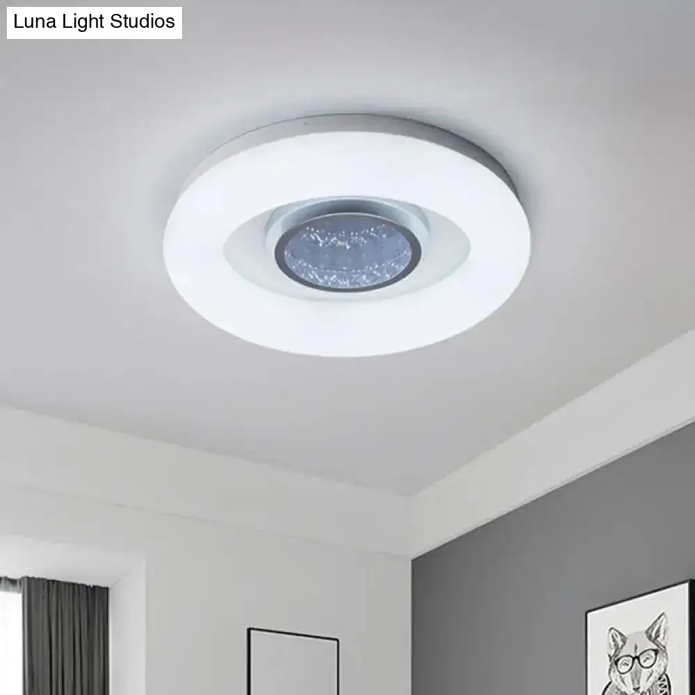 Minimalist Led Flush Mount Ceiling Light - Circular Acrylic Silver/Grey/Black Ideal For Hotels