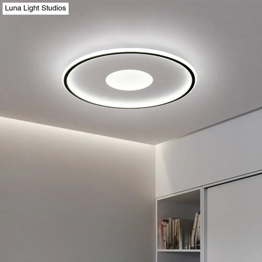 Minimalist Led Flush Mount Ceiling Light Disk-Shaped Ultrathin Acrylic In Black/Gold For Bedroom