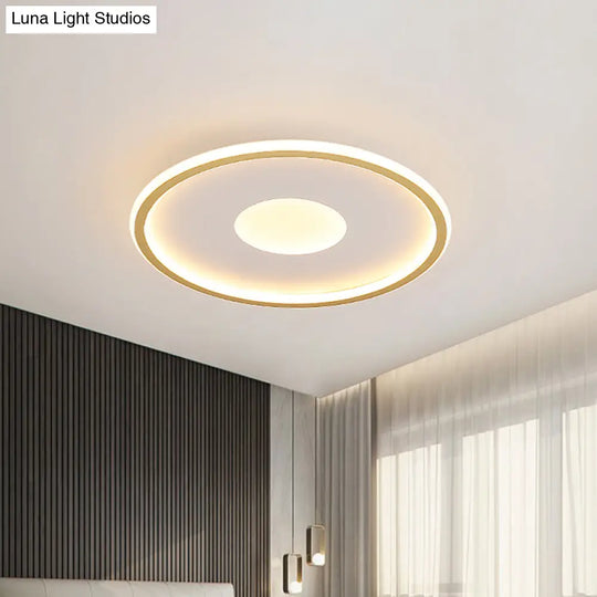 Minimalist Led Flush Mount Ceiling Light Disk-Shaped Ultrathin Acrylic In Black/Gold For Bedroom